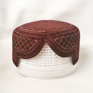 Maroon Zarri work Jamali Rumali Sindhi Cap or Topi MKC-825